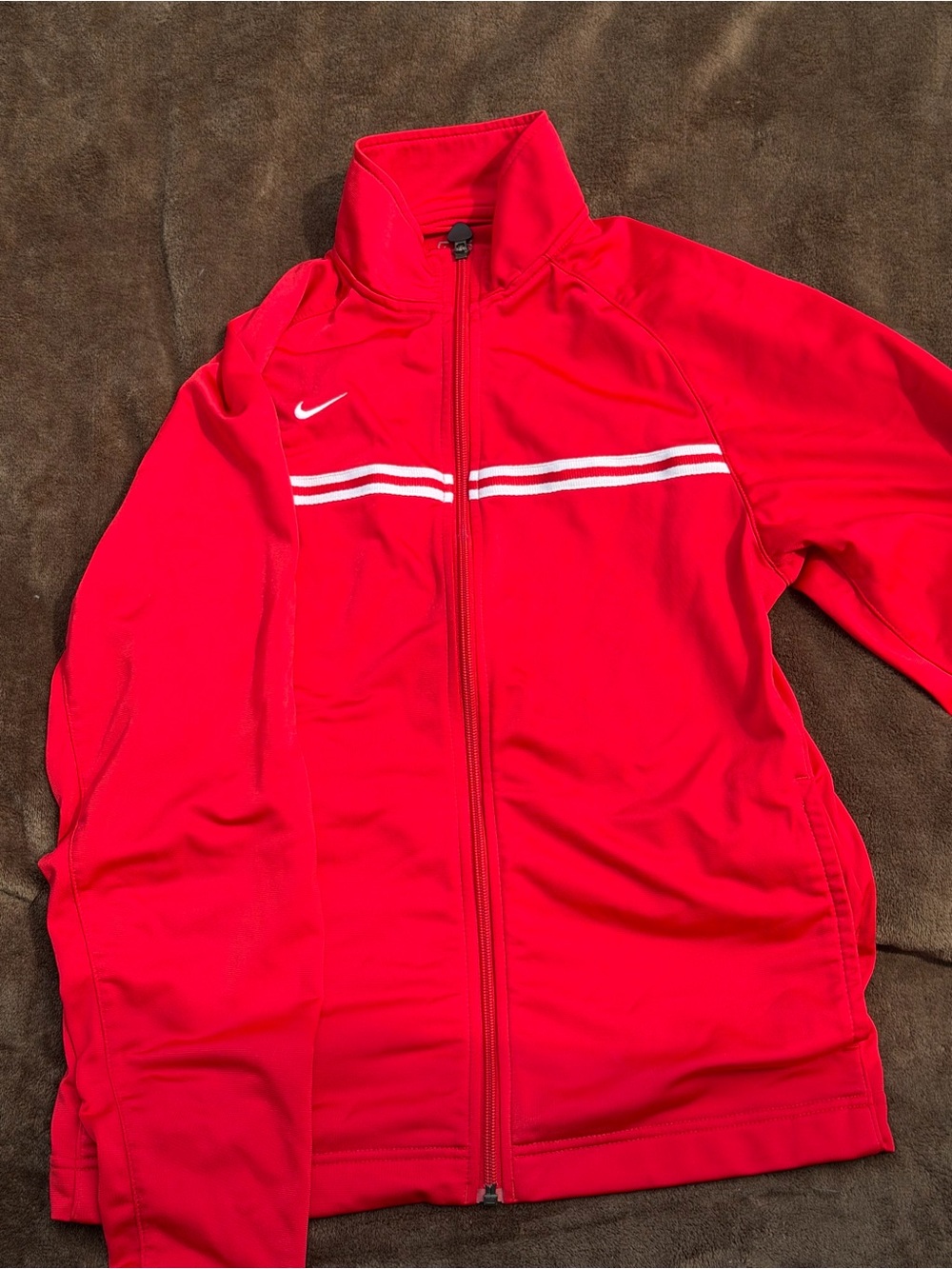 Nike Bright Red Athletic Jacket with White Logo